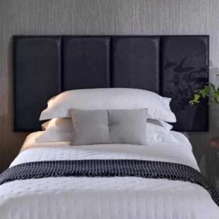 Cabeceira estofada modular solteiro corino preto rajado - bella arte. prncipal