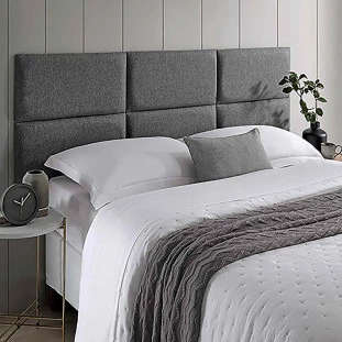 Cabeceira estofada modular queen linho cinza - bella arte. primeira