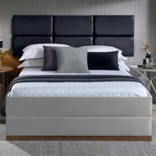 Cabeceira estofada modular queen linho preto rajado - bella arte. primeira