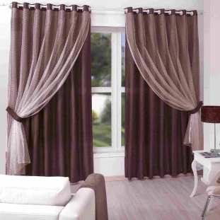 Cortina café camila com renda 2,70m x 3,00m - m&c cortinas. ambiente