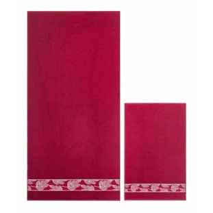 Kit toalha de banho e rosto diamante litoral vermelho. aberta