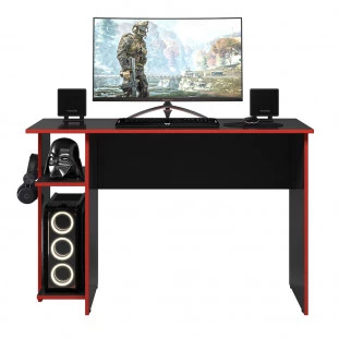 MESA GAMER ESCRIVANINHA PRETO FOSCO/VERMELHO -frontal