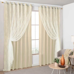 Cortina palha camila com renda 2,70m x 3,00m - m&c cortinas. ambiente