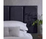 Cabeceira estofada modular solteiro corino preto rajado - bella arte. detalhe