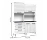armário de cozinha 4 portas 3 gavetas branco.  croqui